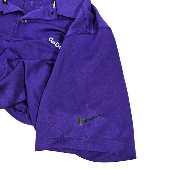 Nike Golf Dri Fit GoDaddy Short Sleeve Polo L Purple - Picture 7 of 12